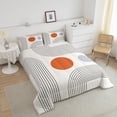 thumbnail image 3 of YST Abstract Red Sun Comforter King Geometric Lines Bedding Set, Aesthetic Down Comforter Vintage Minimalist Bed Set, Modern Quilted Duvet Luxury Grey Circle Room Decoration, 3 of 5
