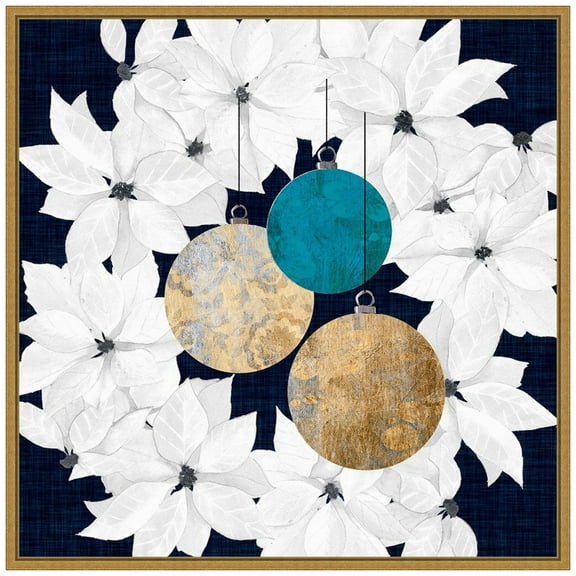 Amanti Art Blue Sophisticated Christmas III Framed Canvas Wall Art Print