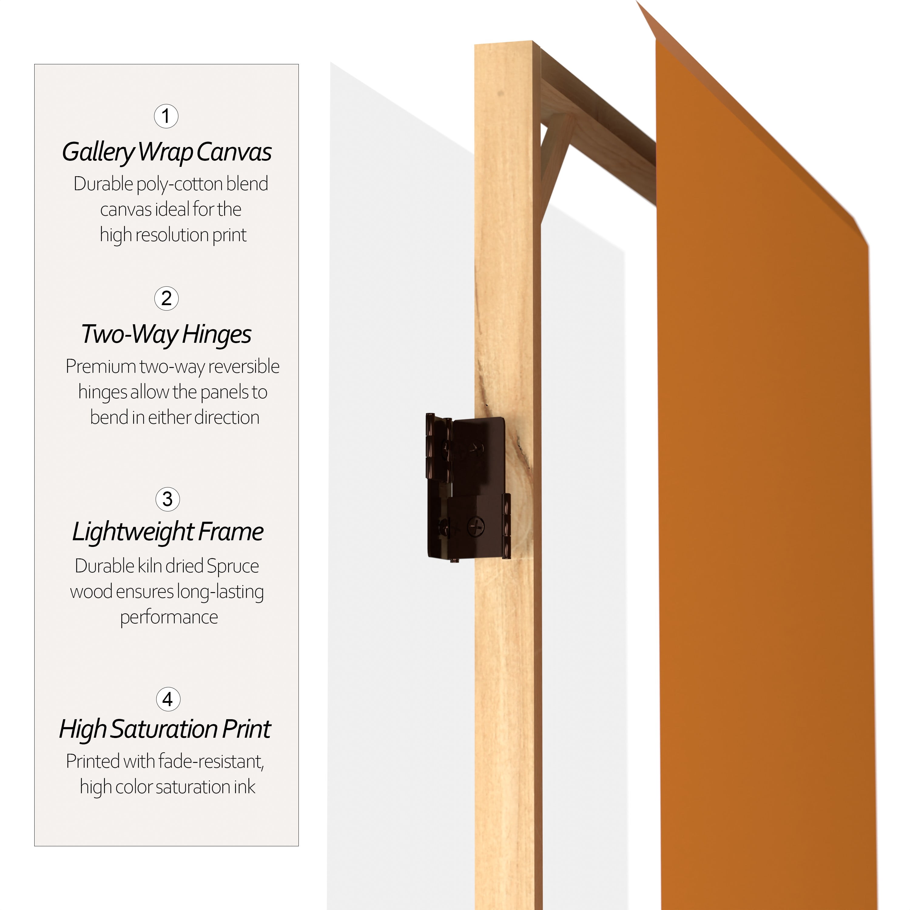 Red Lantern 6 ft. Tall Double Sided Canvas Room Divider with Sienna Color - 3 Panel Freestanding