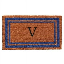 Calloway Mills Blue Border 24" x 36" Monogram Outdoor Doormat (Letter V)