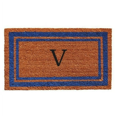 Calloway Mills Blue Border 24" x 36" Monogram Outdoor Doormat (Letter V)
