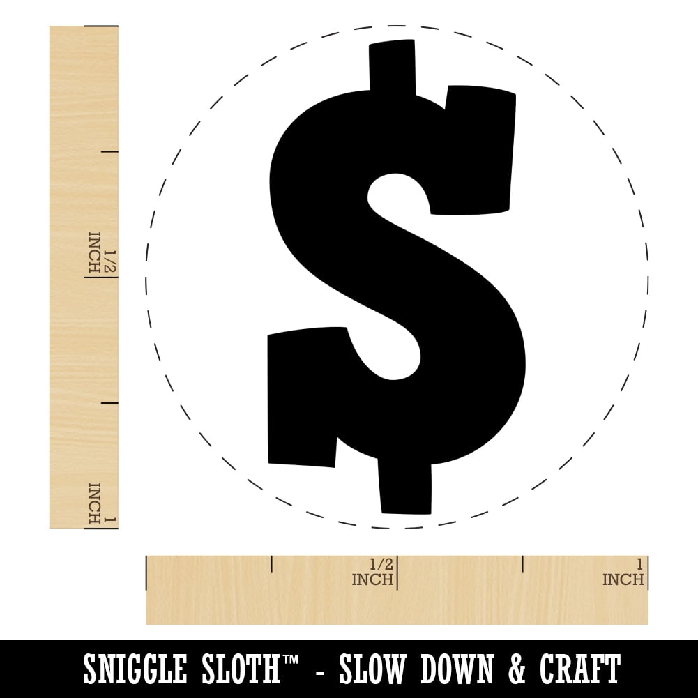 Dollar Sign Money Symbol Self-Inking Rubber Stamp Ink Stamper - Blue Ink - Medium 1 Inch