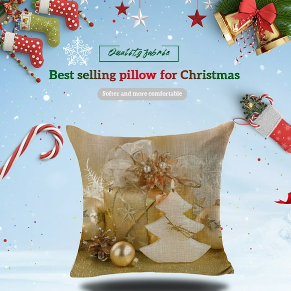 Xmas Printed Pillow Case Sofa Pillow Cover Linen Cushion Cover Home Decorative Pillowcase Christmas Throw Pillow Case