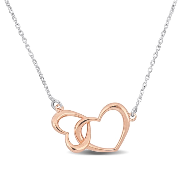 Everly Women's Sterling Silver Pink Double Heart Necklace