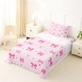 thumbnail image 3 of spefrowx Kawaii Pink Bow Gingham Twin Sheets for Girls, Pink Checkered Dot Bedding, 3pcs, 1 Flat Sheet, 1 Fitted Sheet and 1 Pillowcase, 3 of 6