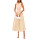 thumbnail image 1 of Vestido PRETTYGARDEN Midi Sin Mangas Línea A Plisado Albaricoque Talla L, 1 of 8