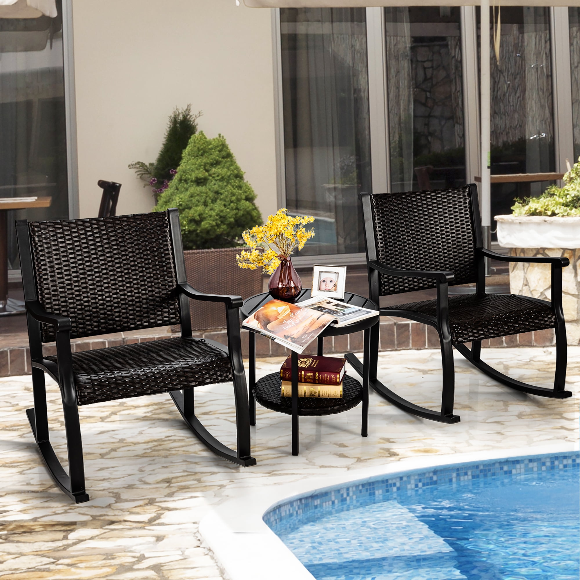 Rocking bistro patio set sales