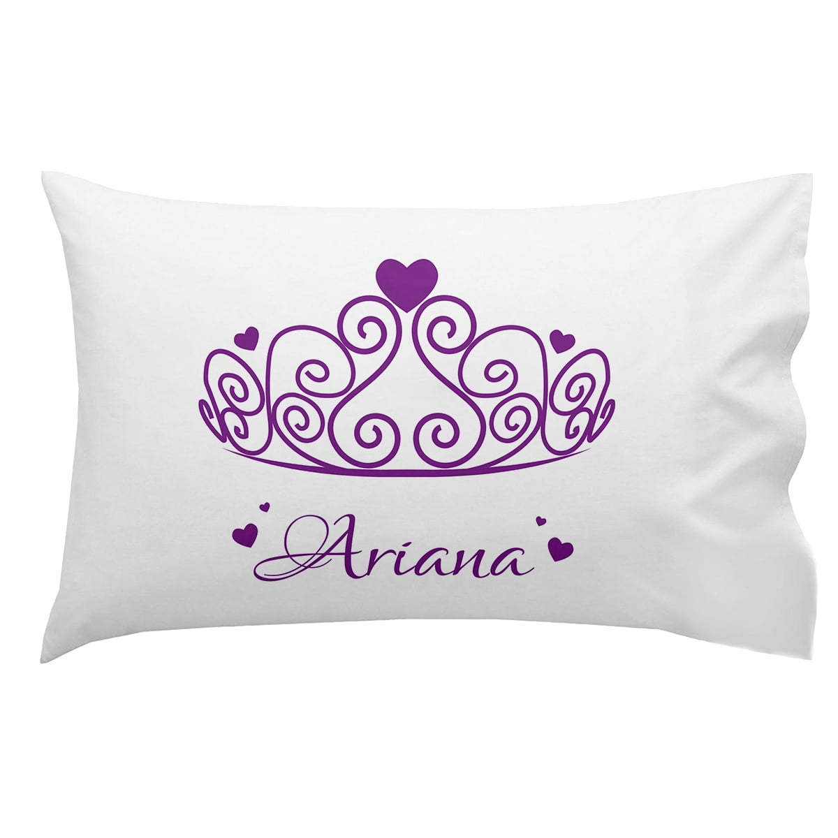 Personalized Embroidered Hot Pink Princess Silver Crown Hand Towel 100% Cotton 
