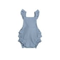 thumbnail image 1 of Xingqing Newborn Baby Girl Ruffle Outfit Summer Sleeveless Backless Ribbed Basic One Piece Romper Bodysuit Jumpsuit, 1 of 7