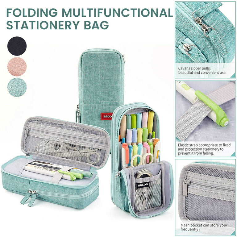 MLfire Double Layer Standing Pencil Stationery Case Large Capacity