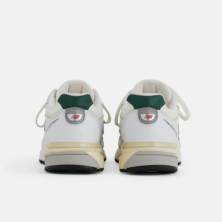 New Balance White Green Made in USA 990v4 Sneakers