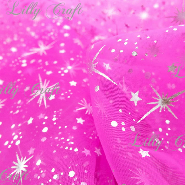 Hot Pink 3 Fabric Glitter 102mm 4 Inch Star Iron-On Fabric Transfer