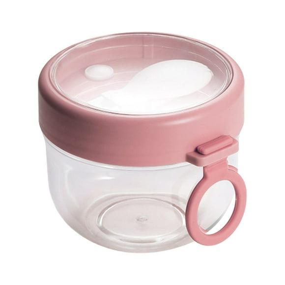 Recipiente para avena nocturna, taza de leche de 600 ml, taza de cereal con agua y azúcar, tazón de desayuno rosa