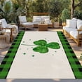 thumbnail image 2 of St. Patrick's Day Outdoor Rug for Patio/Deck/Porch, Non-Slip Large Area Rug 5 x 8 Ft, Green Shamrock Leaves Love Plaid Beige Indoor Outdoor Rugs Washable Area Rugs, Camping Rug Carpet Runner, 2 of 8
