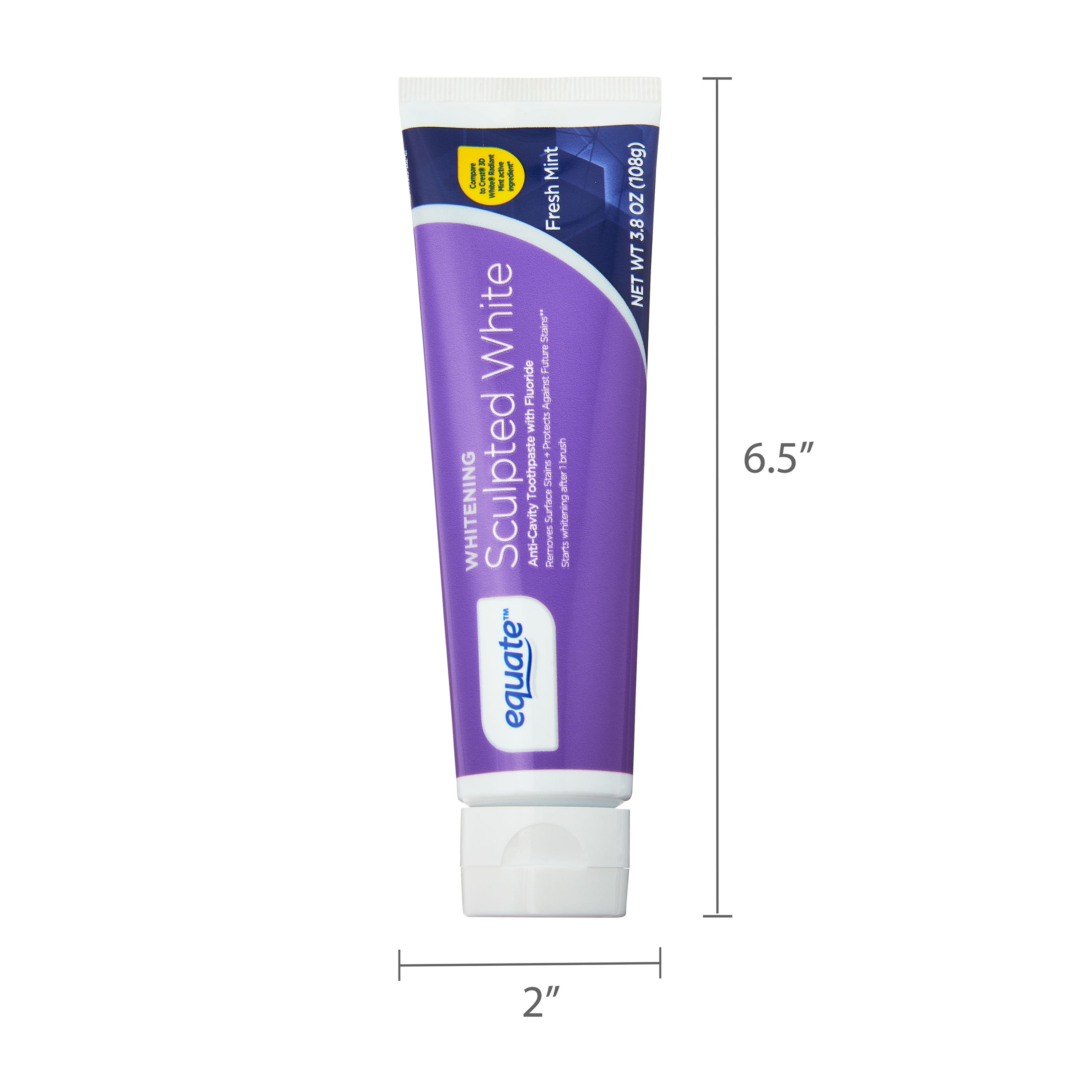 Equate Whitening Sculpted White Toothpaste, Fresh Mint, 3.8 oz