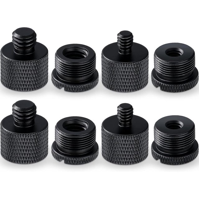 Juego de adaptadores de rosca de micrófono con adaptador de soporte de micrófono de 8 piezas, 5/8 hembra a 3/8 macho y 3/8 hembra a 5/8 macho, 5/8 hembra a 1/4 macho y 1/4 hembra a