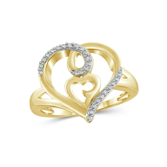 JewelersClub 14K Gold Plated Silver Accent White diamond Open Ring for Women | Diamonds for Everyday Womens Wear