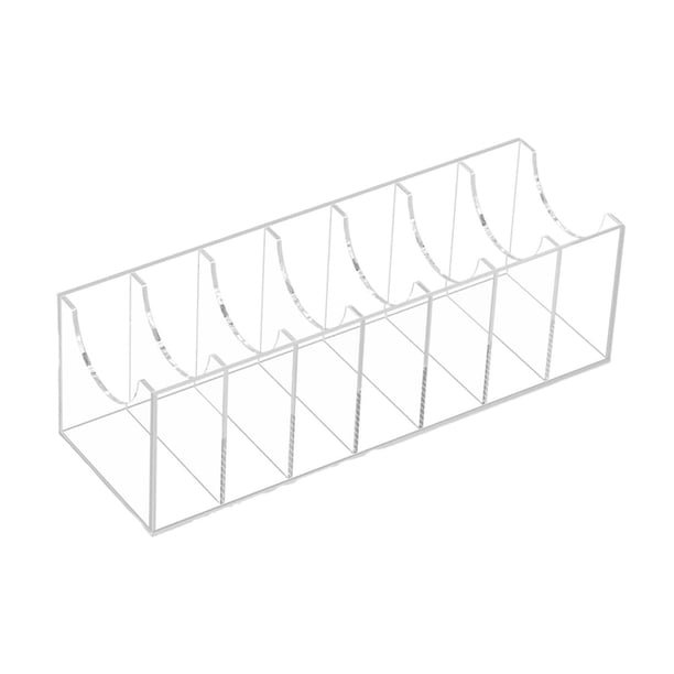 Organizador de cinturón de acrílico transparente con múltiples compartimentos para joyas, pulseras y corbatas.