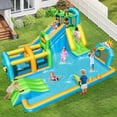 thumbnail image 2 of Costway Inflatable Water Park with Climbing Wall Basketball Rim Target Game Without Blower, 2 of 9
