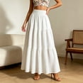 thumbnail image 4 of ZHOGXU Elegant Ladies Midi Skirts For Women Solid Color Knee Length High Elastic Waist A Line Design Party Club Wear, 4 of 5
