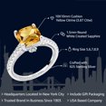 thumbnail image 2 of Gem Stone King 3.87 Cttw Yellow Citrine and White Created Sapphire Ring for Women | 925 Sterling Silver | Cushion 10MM | Gemstone Birthstone | Wedding Engagement Anniversary Promise Ring| Size 8, 2 of 7