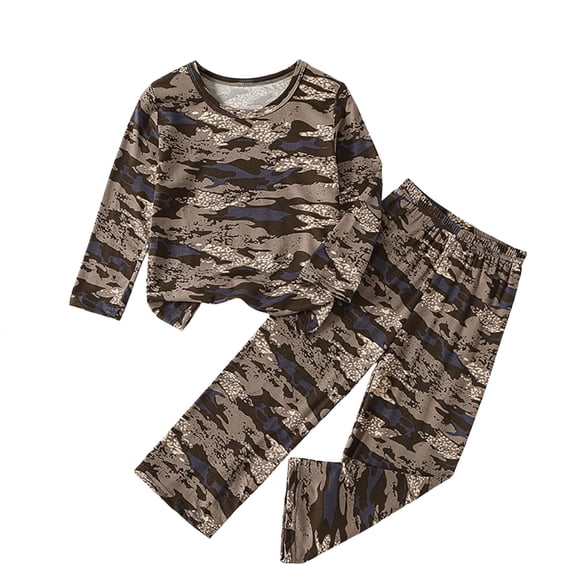 Ulanda Little Boy Girl 2 Piece Pajama Sets Stylish Long Sleeve Top and Pant Loungewear for Babies Toddlers and Kids (Camouflage, 7-8 Years)