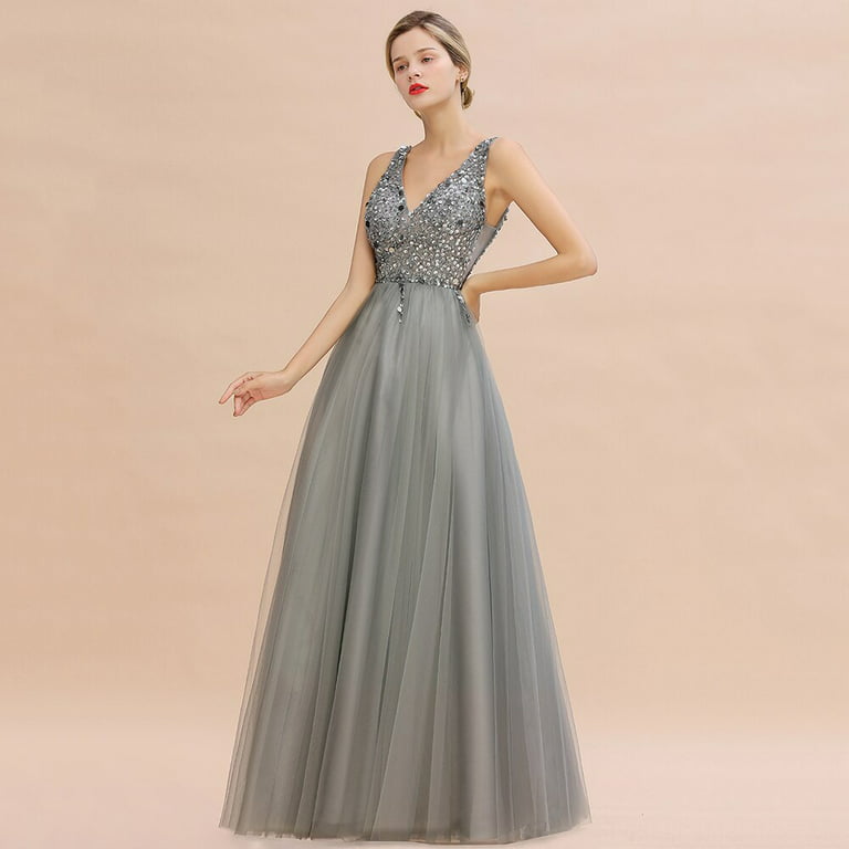 Sexy V-neck Long Prom A-line Gown, Party Dress