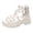 White, variant on Women's Platform Gladiator Sandals Solid Leather Studded Strappy Open Toe Chunky Lug Sole Summer Boots with Back Zipper White Size 6