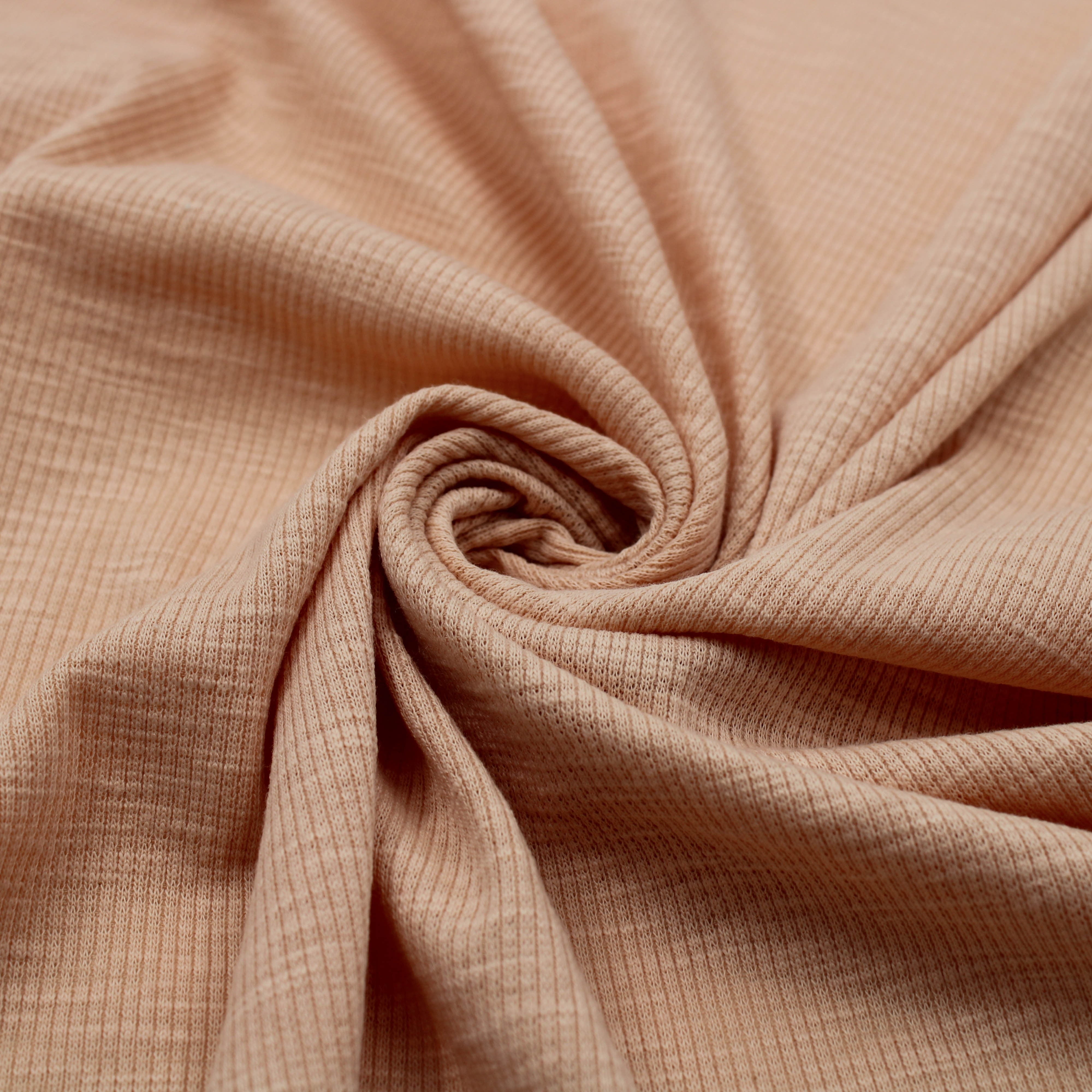 Peach Poly Cotton Spandex 2x1 Rib Knit Fabric, DIY Projects by the Yard