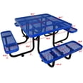 thumbnail image 3 of GVN Picnic Tables for Backyard,Square Outdoor Steel Picnic Table 46" blue ,with umbrella pole, 3 of 8