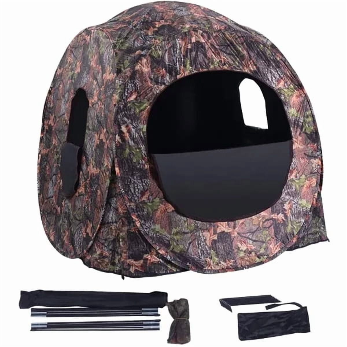 Portable Pop-Up Camo Hunting Blind Enclosure, 2-3 Person 360° View Waterproof Ground Hunting Tent