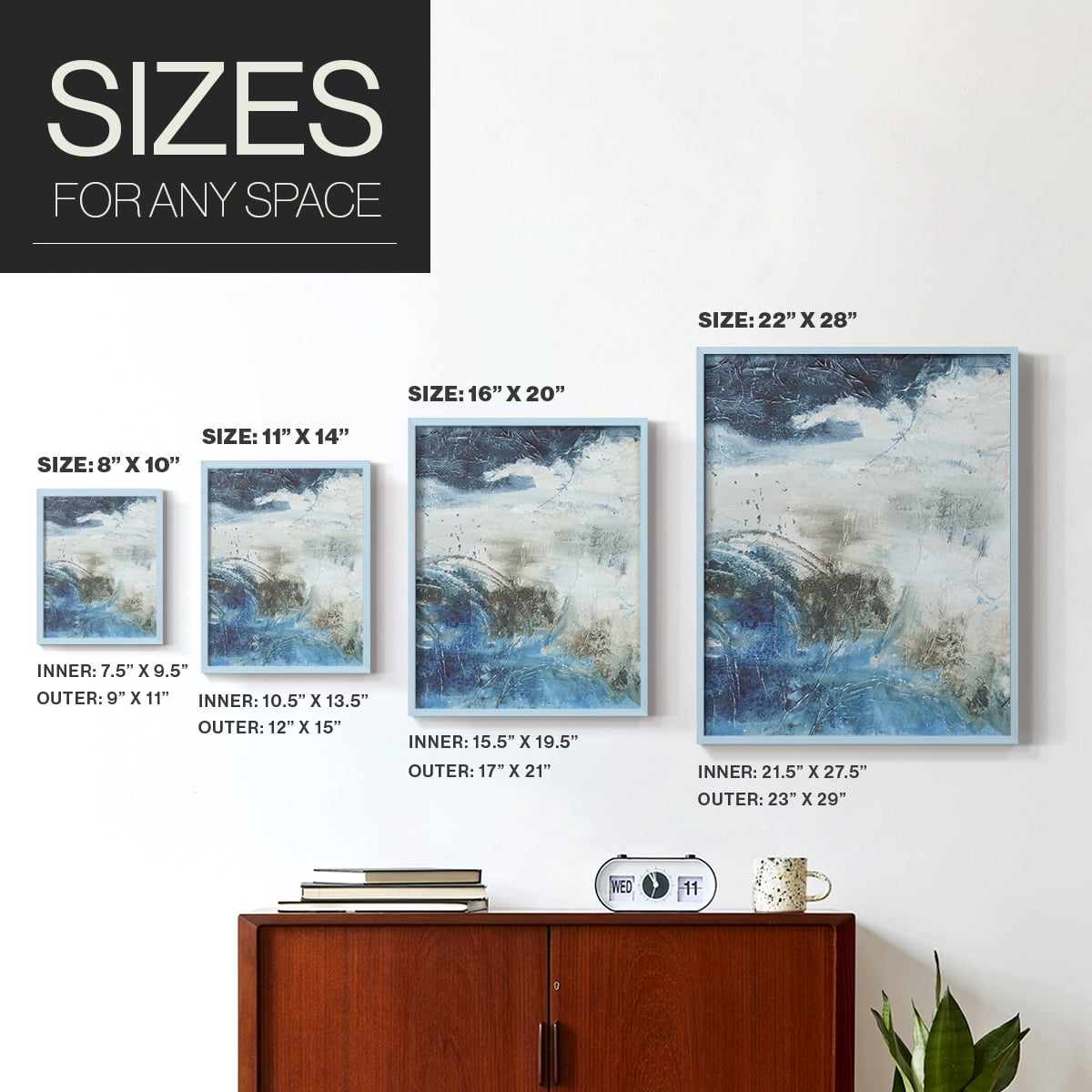 Coastal Seas I Framed Print in Blue Solid Wood Framed Print No Nail Hanging