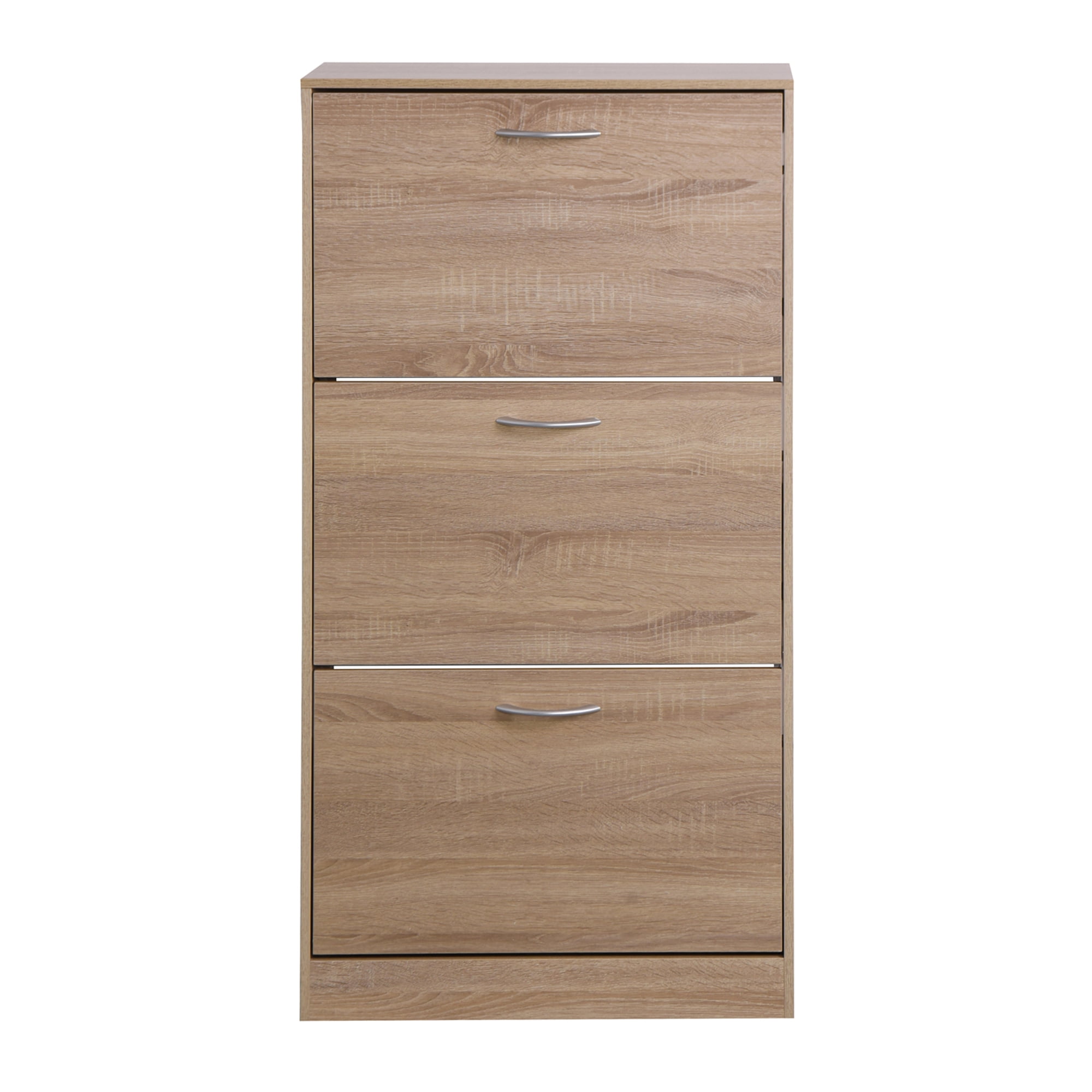 Kadyn Wooden 3-Drawer Shoe Cabinet for Entryway, White Freestanding Shoe Rack Storage Organizer with 2 Flip Doors, Wood Color Kadyn Wooden 3-Drawer Shoe Cabinet for Entryway, White Freestanding Shoe Rack Storage Organizer with 2 Flip Doors, Wood Color