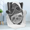 thumbnail image 4 of Sloth Soft Flannel Fleece Throw Blanket, Hand Drawn Portrait of a Animal Vintage Effect Biker Rider in Urban Life Print, Cozy Plush for Indoor and Outdoor Use, 50" x 70", Grey Black, by Ambesonne, 4 of 5