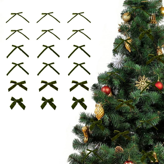 Dvkptbk Velvet Bow Christmas Velvet Ribbon Handmade DIY Mini Bow Christmas Tree Ornaments Christmas Decorations Hanging Decor Holiday Products Christmas Decorations