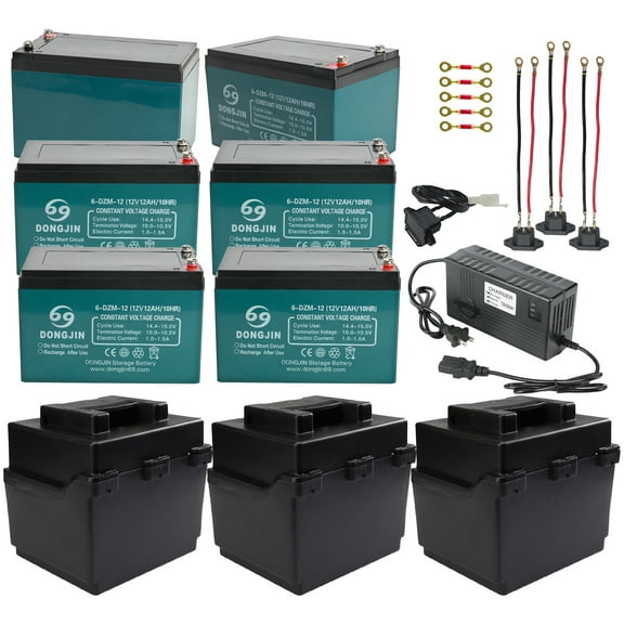 6 Pack 6-DZM-12 12V 12Ah Sealed Lead Acid Rechargeable Battery   Battery Box   72V Battery Ch for Electric Bikes, Scooters, Go Karts, ATVs, and Dirt Bikes - Maintenance-Free, Ready to Use