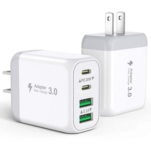Cargador USB C GASREKV de 40 W y 4 puertos, doble PD y QC Fast