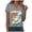 Grey, variant on Women's California Surfing Chicken V-Neck T-Shirt, Funny Summer Graphic Tee with Cool Rooster on Wave, Cute Beach Vacation Top for Ladies (Grey, L)