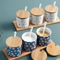 thumbnail image 2 of Cute Cartoon Sugar Bowl With Spoon, Fruit Pattern Sugar Container, Porcelain Moisture And Dustproof Spice Jars, Sugar Pot With Lid-Wave point-200ML, 2 of 7
