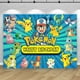 thumbnail image 2 of Fondo de Pokémon, pancarta de feliz cumpleaños, decoración de Pikachu para niños, baby shower, monstruo de bolsillo, accesorios de fondo de anime, póster, 2 of 5