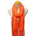 thumbnail image 3 of Orange Semi Sheer Viscose Extra Long Scarf Shawl, 3 of 3