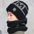 thumbnail image 4 of YAOBAMM Winter Cap Neck Warp Set Winter Children Hat Scarf Set Letter Printed Thickened Elastic Warm Dome Windproof Ear Neck Protection, 4 of 6