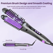 NEXPURE Curling Iron, Ionic Hair Curler Brush and Straightener 2 in 1 for All Hair Types, 30s Fast Heat, Purple