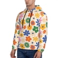 thumbnail image 3 of Balery Groovy Daisy Flowers Pattern Mens Hoodie Kangaroo Pocket Hoodie Pullover Hooded Sweatshirt Ideal for Daily Wear Travel and Home-3X-Large, 3 of 7