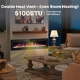 thumbnail image 5 of BREEZEHEAT 72" Ultra Thin Electric Fireplace Insert-ETL Certified, Recessed/Wall Mount, 3D Flame with Crystal, Remote & Touch, 750W/1500W (900 Sq.Ft), 8H Timer, 5 of 15
