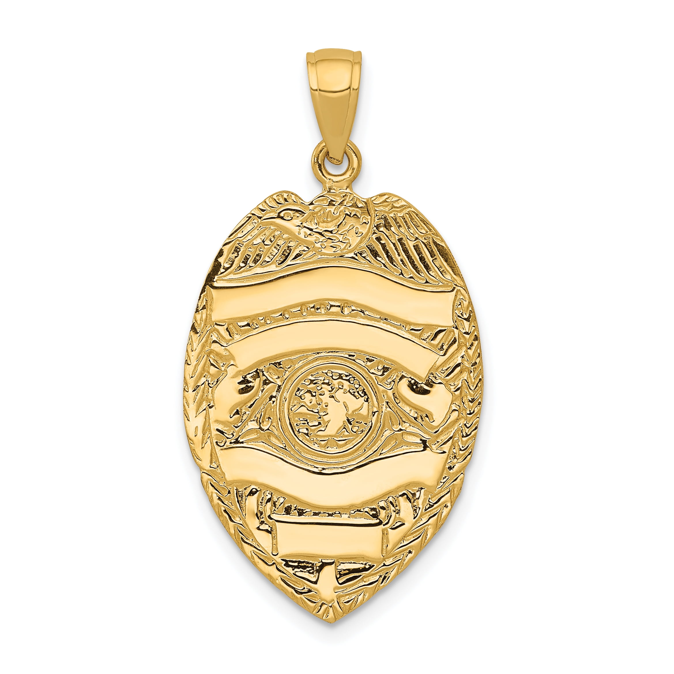 Carat in Karats 14K Yellow Gold Large Badge Pendant Charm (34mm x