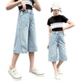 thumbnail image 4 of UACY Girls Y2K Cute Jean Shorts High Waist Baggy Denim Shorts Wide Leg Elastic Waist Summer, 4 of 9