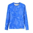 thumbnail image 4 of WREESH Womens Fashion T-Shirts Christmas Shirts Casual Crewneck Print Pullover Loose Fit Long Sleeve Tops Casual Loose T-Shirt Tops Blouse Blue, 4 of 4