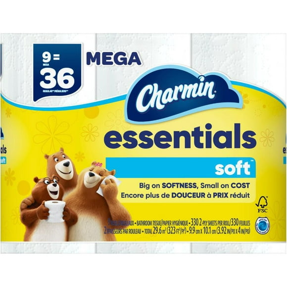 2 Ply Soft Toilet Paper - 9 MEGA Rolls
