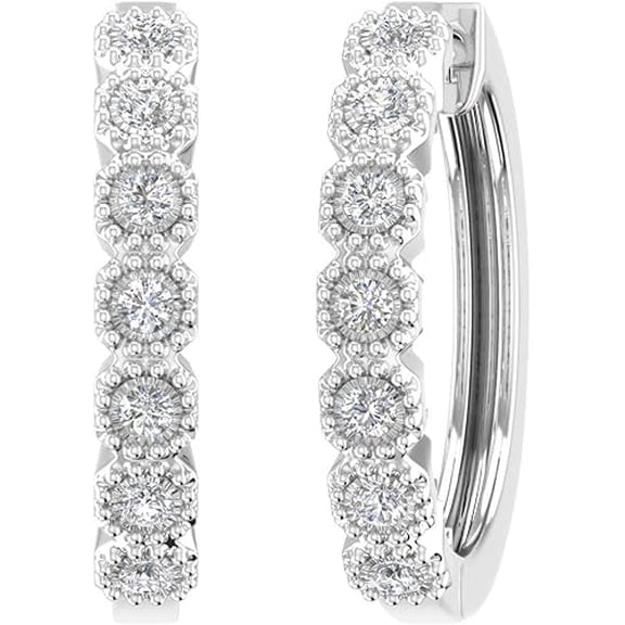 Rag Jewels 2Ct Round Cut Diamond Clip On Hoop Earrings 14K White Gold Plated For Womens 925 Sterling Silver